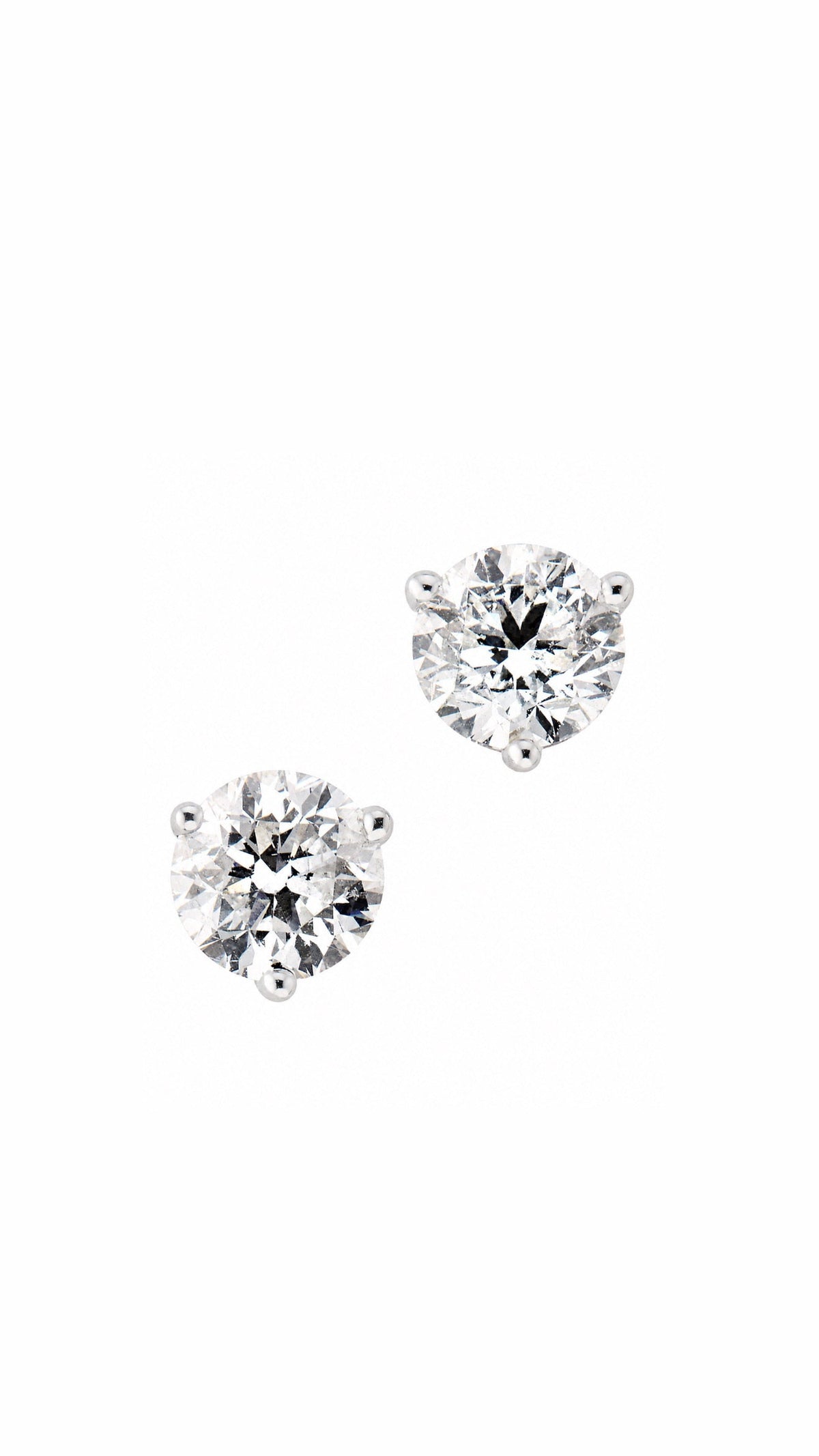 Round diamond solitaire studs in 14k gold