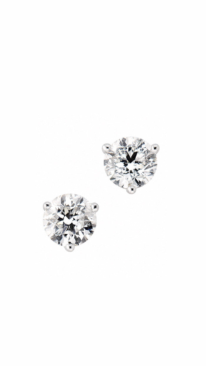 Round diamond solitaire studs in 14k gold