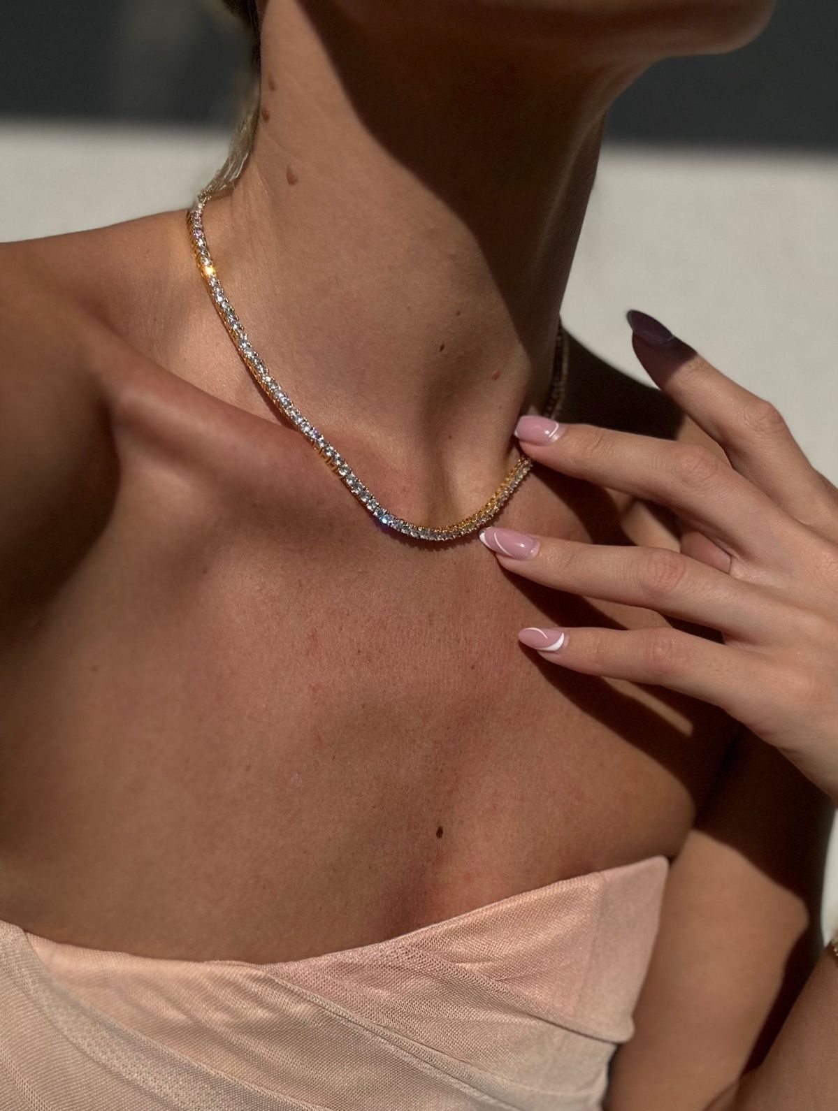 Diamond Tennis Necklace, worn