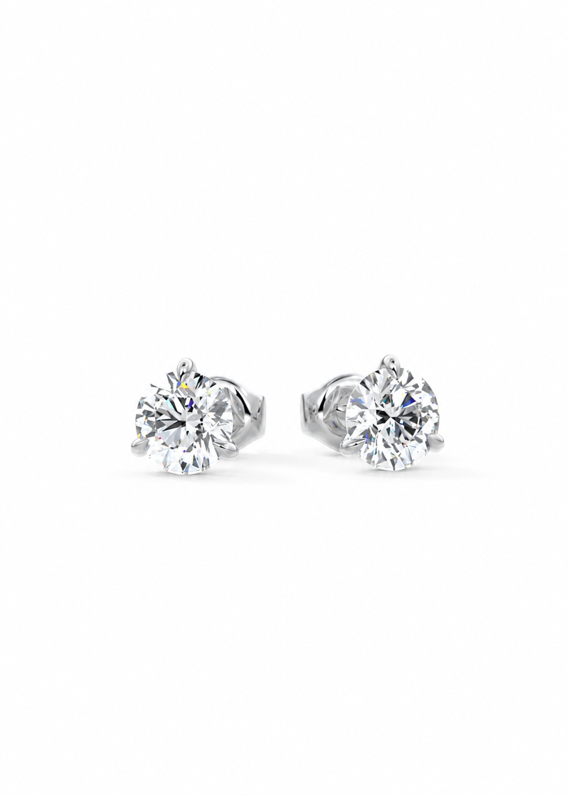 14k Gold Lab Grown Diamond Round Solitaire Stud