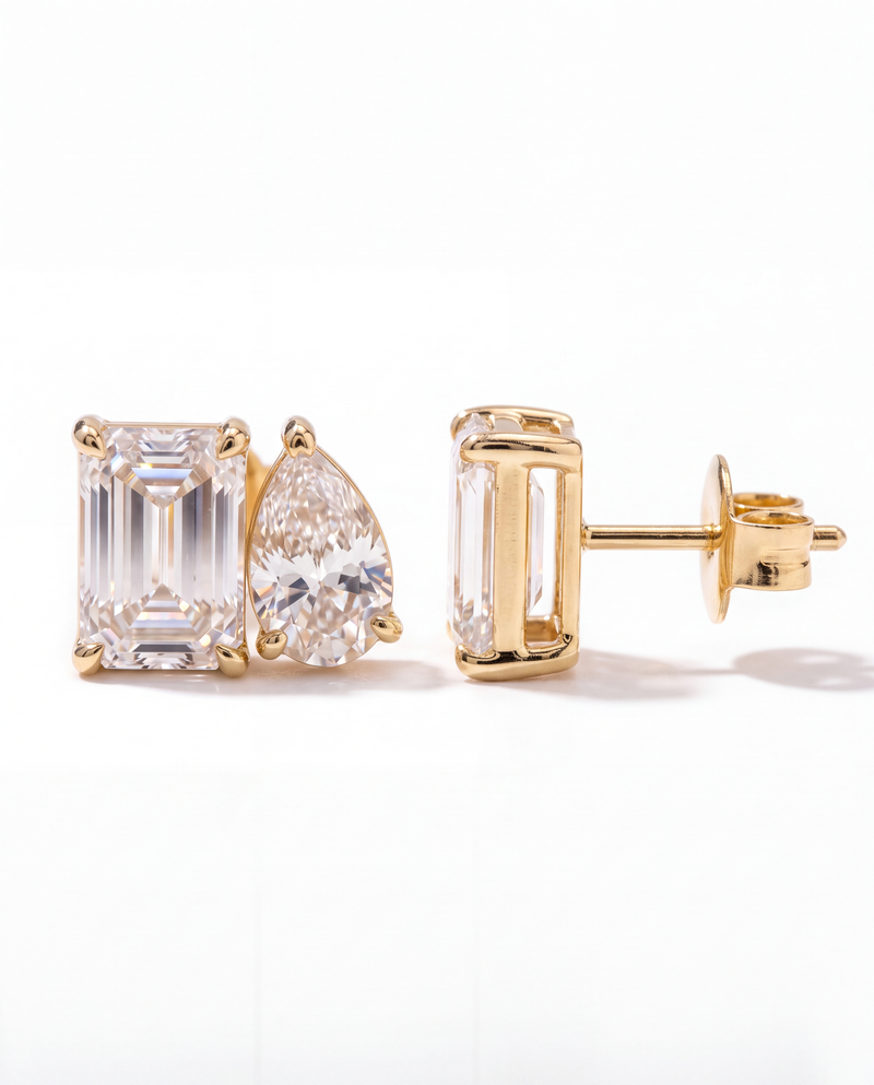 Toi et Moi Emerald & Pear Studs