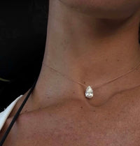 Pear lab diamond necklace