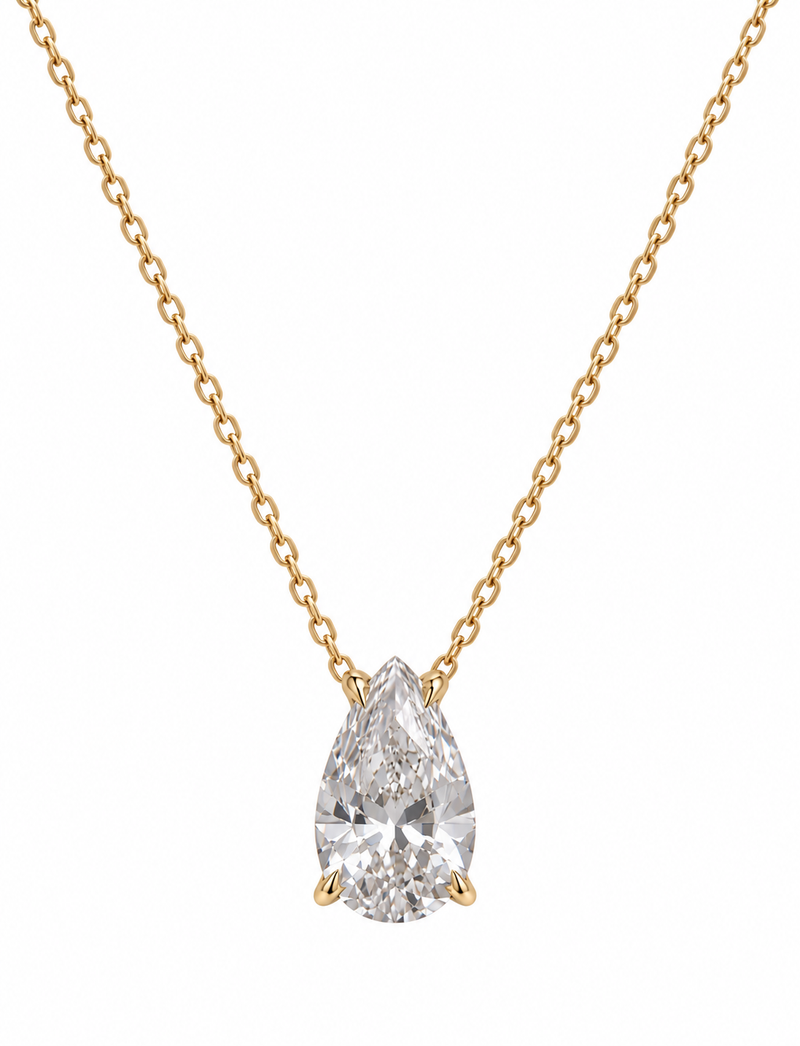 Pear lab diamond necklace