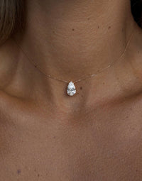 Pear lab diamond necklace