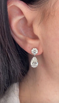 Round & Pear Drop Earrings 14k Gold Lab Grown Diamond