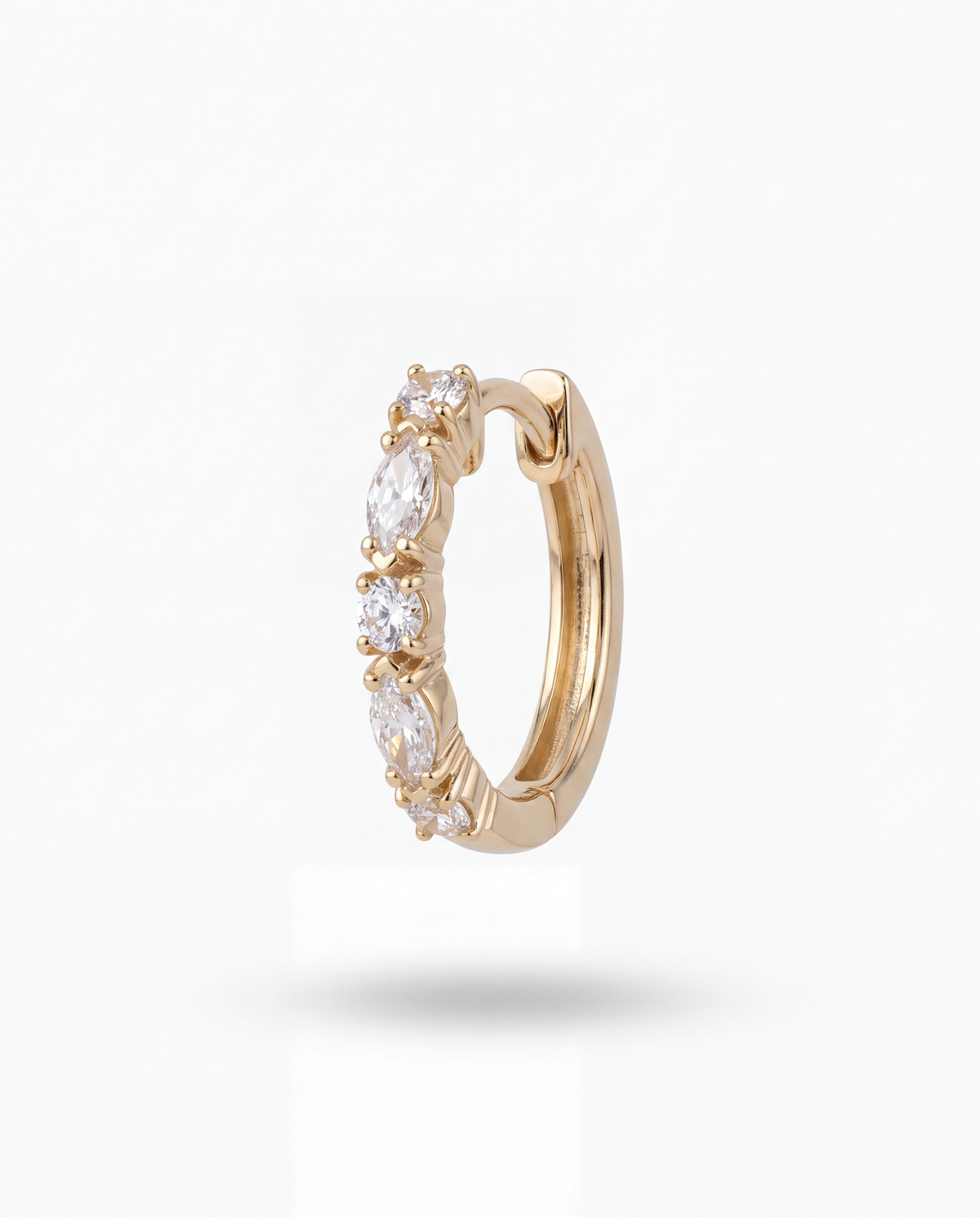 Marquise & Round Diamond Huggies