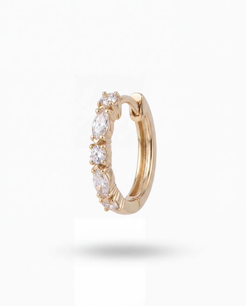 Marquise & Round Diamond Huggies