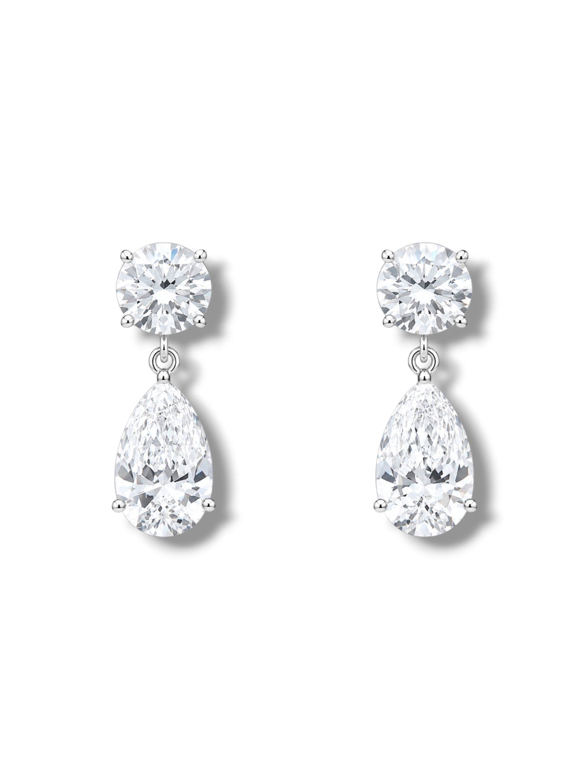 Round & Pear Drop Earrings 14k Gold Lab Grown Diamond