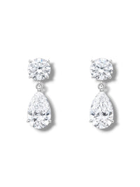 Round & Pear Drop Earrings 14k Gold Lab Grown Diamond