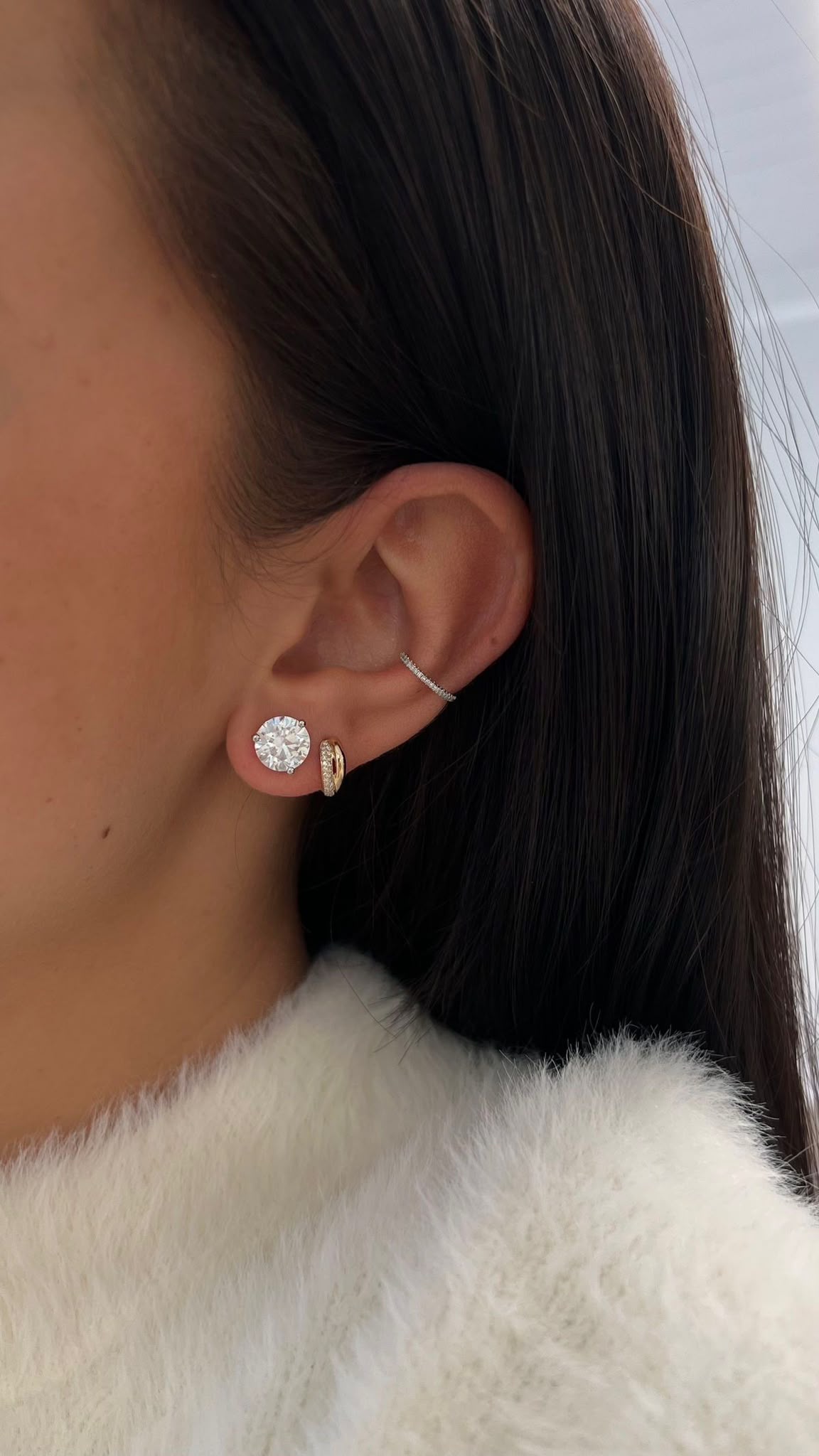 Pavé Ear Cuff — worn on the outer curve of the ear, solid 14k gold with pavé lab-grown diamonds