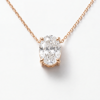 Oval Solitaire Necklace in 14k rose gold