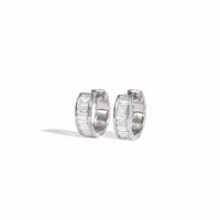 Blaire Baguette Diamond Huggies in 14k white gold