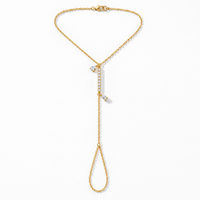 Pear Diamond Hand Chain in 14k yellow gold