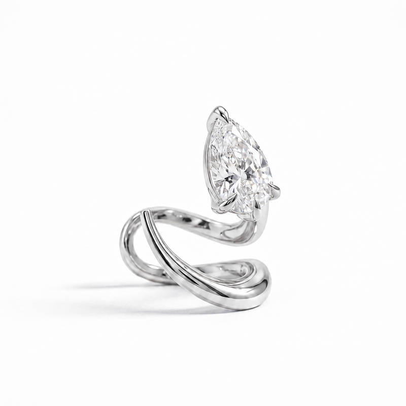 Solstice Marquise Cuff in 14k white gold