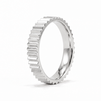 Ridged Gold Band Ring in 14k white gold